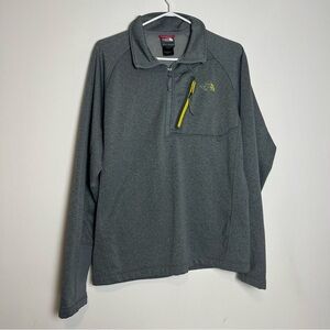 The North Face Gray Fleece Pullover with Yellow Pocket Trim